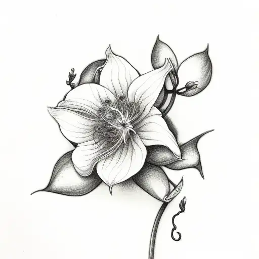 Sad Soft Droopy Clematis Flower With Small Soft Vine Design