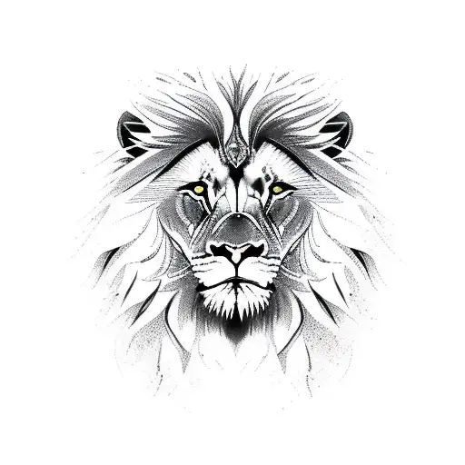 A Majestic Lion With Intricate Patterns And Designs Within Its Mane
