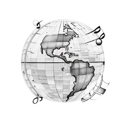 A Globe With Musical Notes As Continents