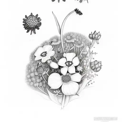 Red Clover With Forget-me-not And Sego Lily Flower Boquet