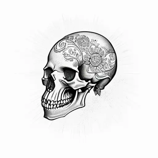 Skull With Crystals Growing From It