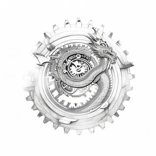 Dragon Made Of Clockwork Gears Guarding Gold