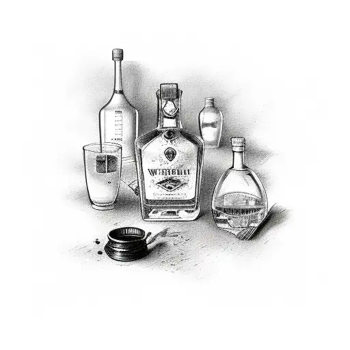 Liquor Bottle With A Label Featuring A Western Horse Scene