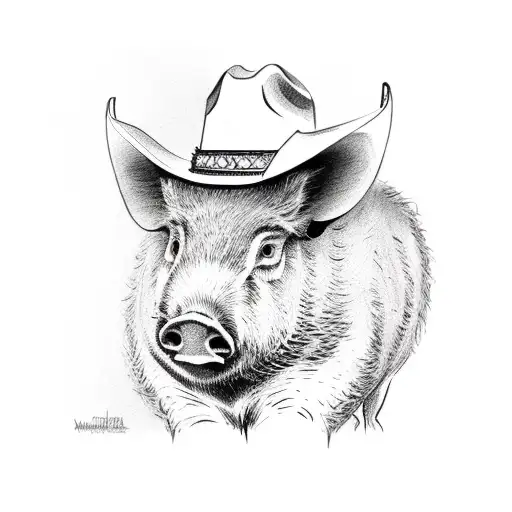 Wild Boar With Cowboy Hat