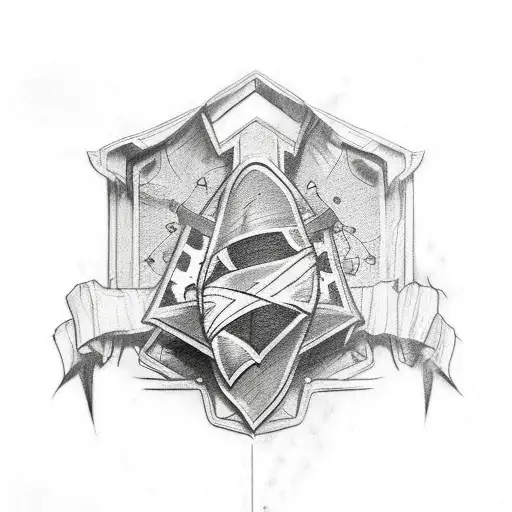 A Rock And Metal Themed Sleeve Tattoo Featuring Racing Flags And Guitar Frets