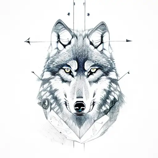 Wolf With Two Axes Over Head