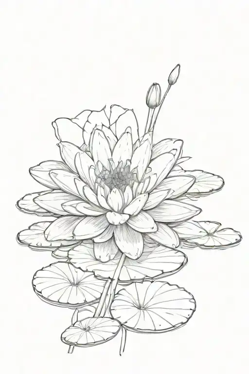 Lilly Pads And Only One Water Lilly Flower