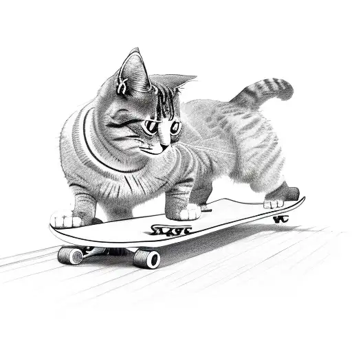 Cat Riding A Skateboard