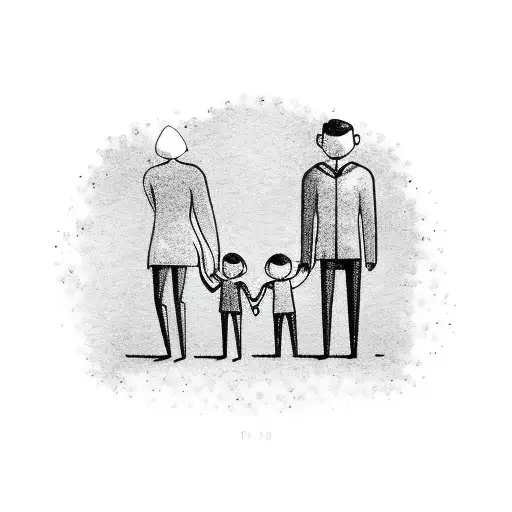 Family Holding Hands Abstract Simple