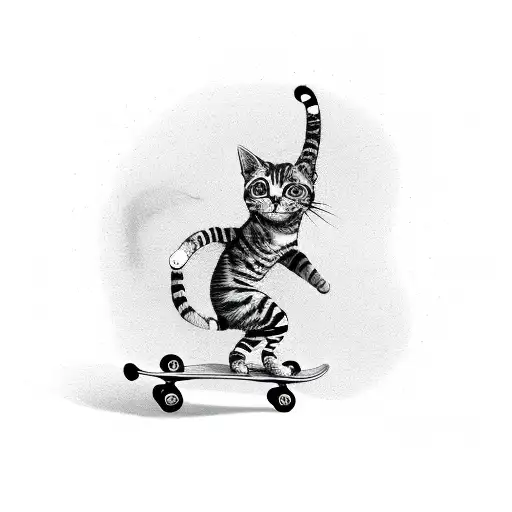 Cat Riding A Skateboard