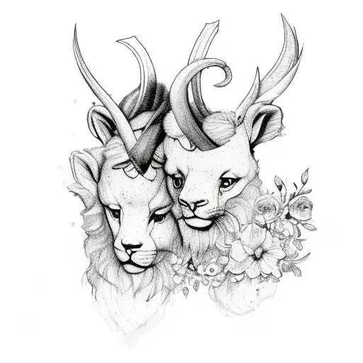 Leo And Aries Floral Love