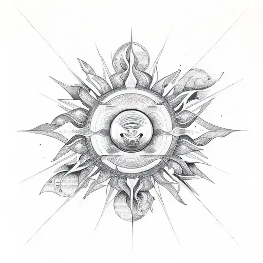 A Geometric Sun Design Incorporating Elements Of Wind And Sea