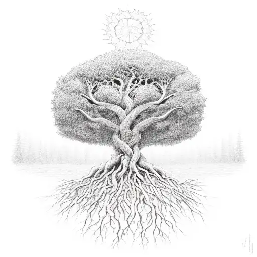 A Tree Of Life With Roots Representing Strength And Growth Through Difficult Times