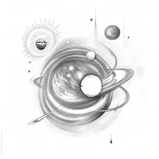 Saturno Con Estrellas Y La Frase Star Lost