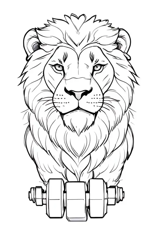 Lion Sketch With Gym Dumbbell