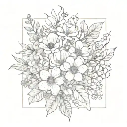 Birth Flower 2 March And December Bouquet Fine Line