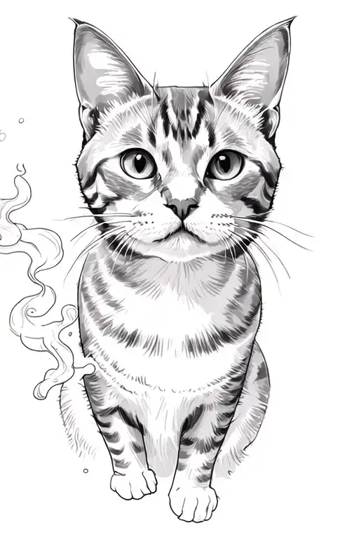 Gray Tabby Cat Smoking