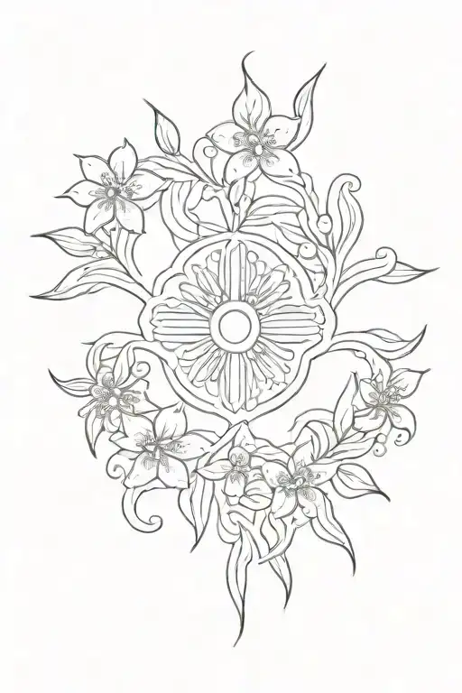 Philippines Flag With Jasminum Sambac And Water