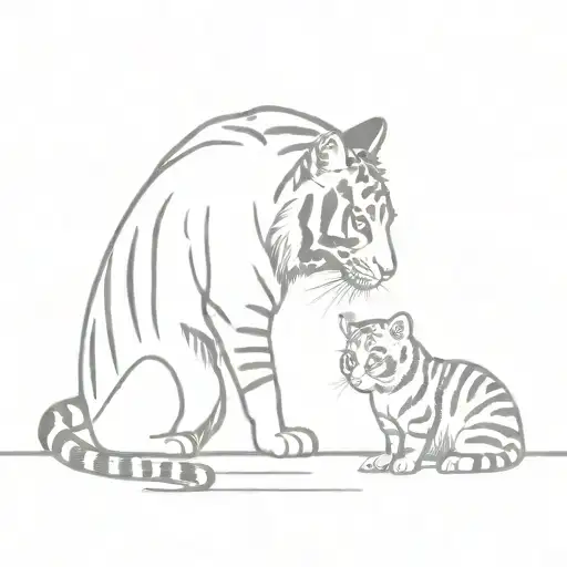 A Small Striped Tabby Cat Looking Into A Big Mirror And Seeing A Tiger As His Reflection