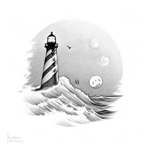 Lighthouse Moon Sea