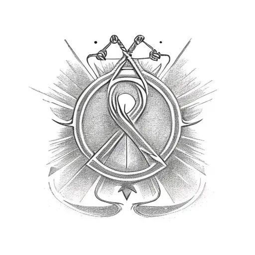 Phoenix And Peace Symbol And Ship Anchor