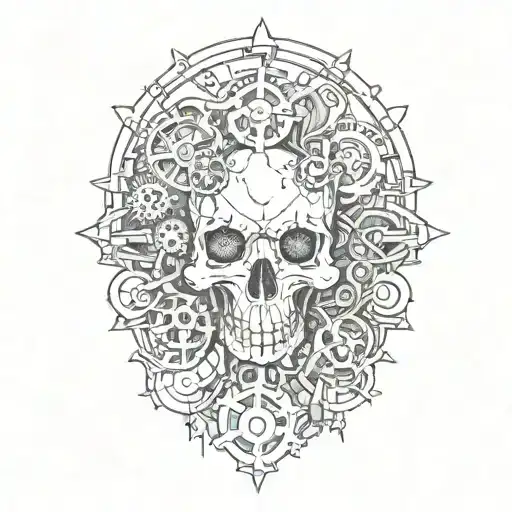 Skulls And Gears Forming The Shape