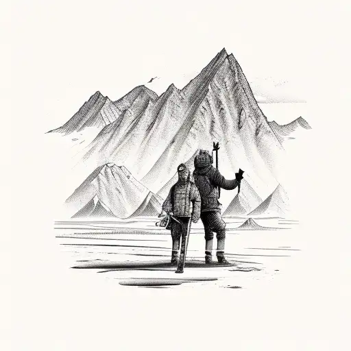 Mountain And A Man With An Rv