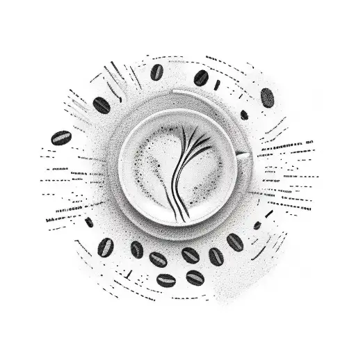 A Coffee Cup With A Trail Of Footprints Leading Into The Distance