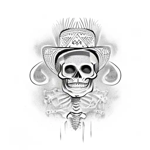 Mexican Skeleton Sombrero With Spraycan