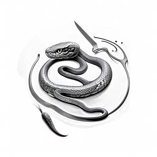 Snake Cut In Half By Knife In Snake