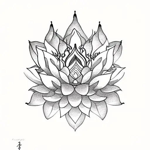 Red Lotus Flowers With Black Ganesha And Henna Design