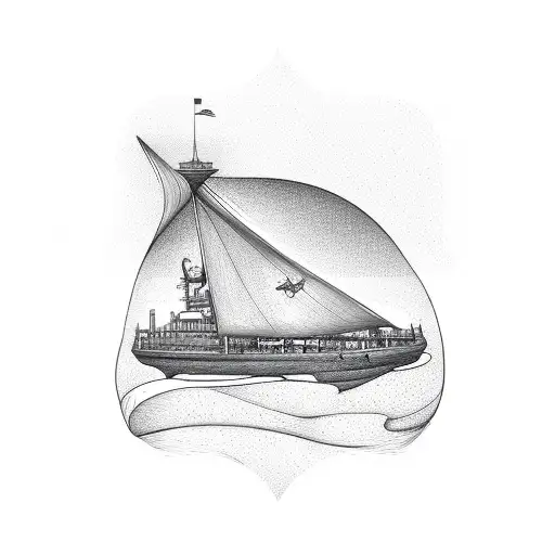 Hourglass With A Ship Sailing In The Top