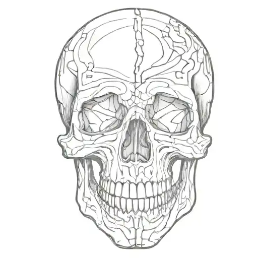 Skull Outline Jaw Teeth And Nose Print