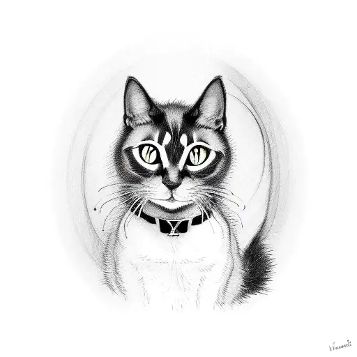 Black Cat Sitting And It's Tail Becomes A Spiral