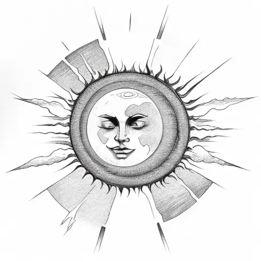 Sun Wrapped Around Moon In Love