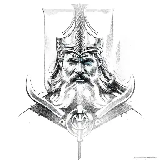 Sleeve Sketch In Scandinavian Mythology Gods Odin Thor Heimdal Axes Wigvisir Run