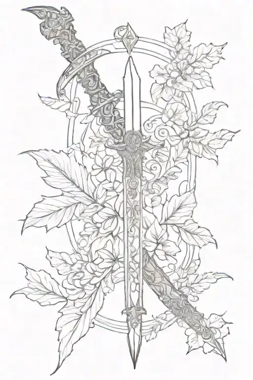 Maltese Night Sword With Leafes Going Around It