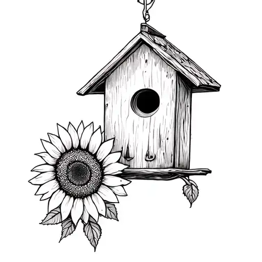 Sunflower And Birdhouse Memorial
