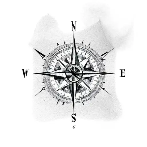 Compass Rose With Mountains