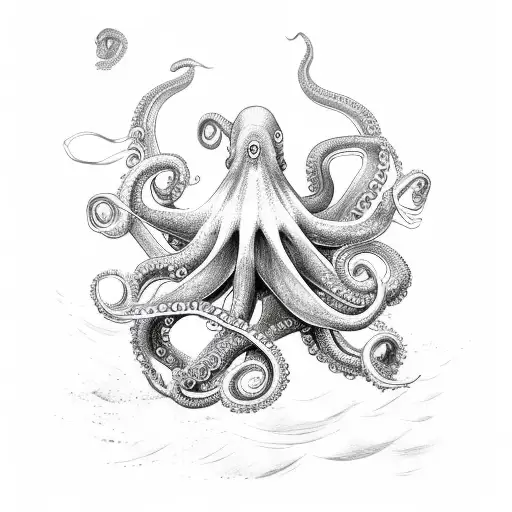 A Majestic Octopus Battling A Vintage Sailing Ship In The Depths Of The Ocean