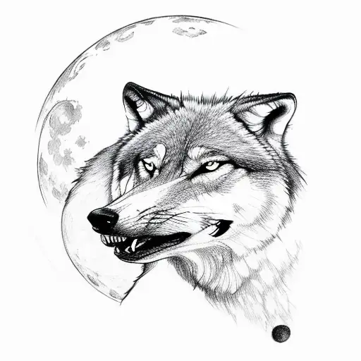 Wolf Howling At The Moon On Mountains