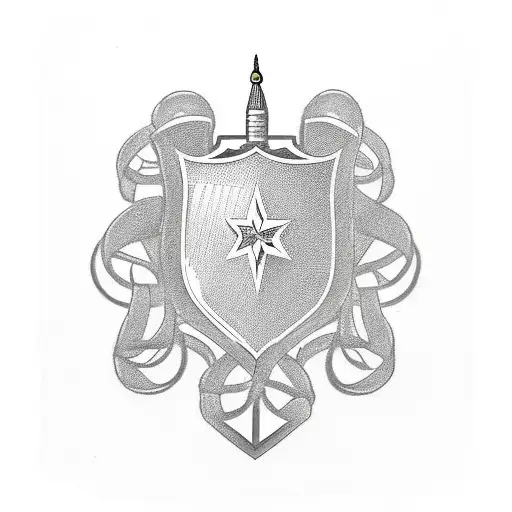 Create A Tattoo Of A Police Badge Intertwined With A Rifle