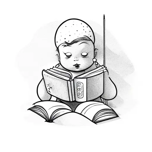 A Small Prince Reading A Book In A Whimsical Style