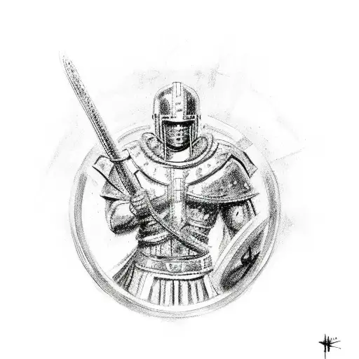 Spartan Kneeling To A Cross