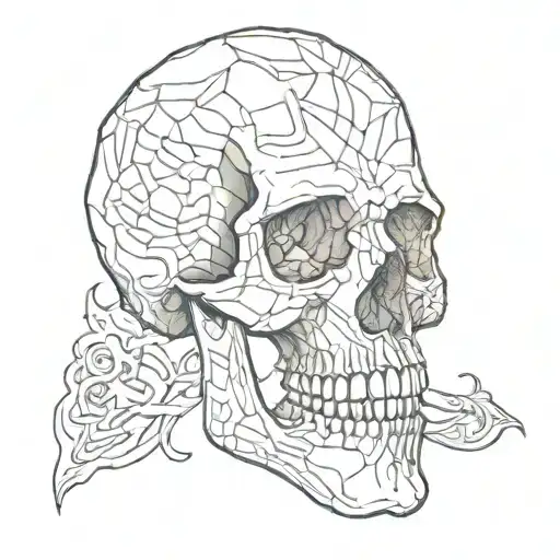Skull Outline Of Jaw Teeth And Nose Print