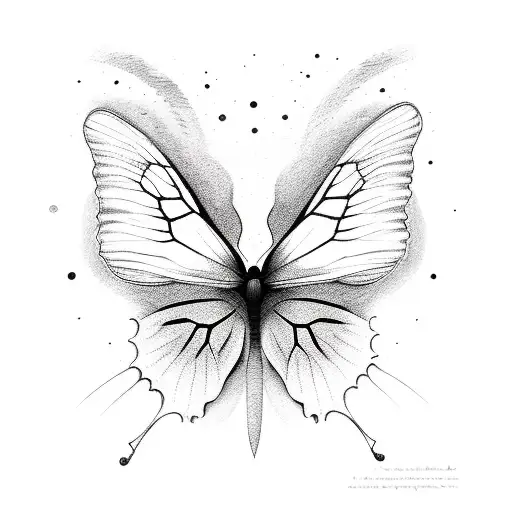 Peach Night Butteflies Moon