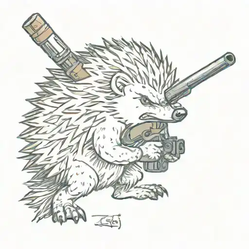 Angry Hedgehog With A Gun