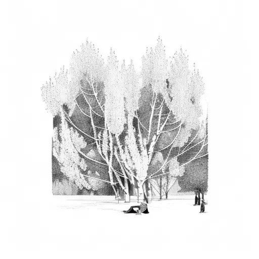 Man Sat Under Magnificent Aspen Tree