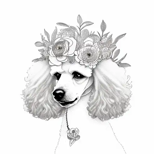 Poodle Head With Flower Crown