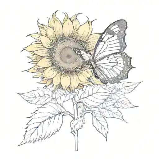 Sunflower And Butterfly Merged Together